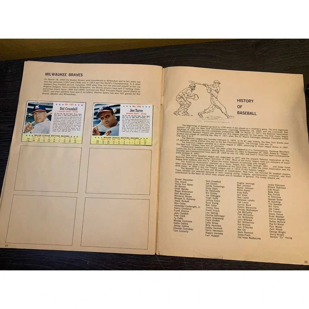 1963 Post Cereal JELL-O Baseball Card Collector's Album with 15 Cards